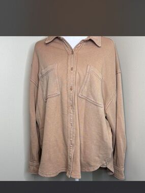 aerie Light Beige Casual Shirt Jacket